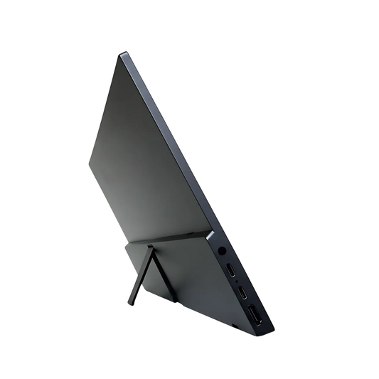 Left side view of TheNomad monitor showing USB-C and HDMI connectivity ports